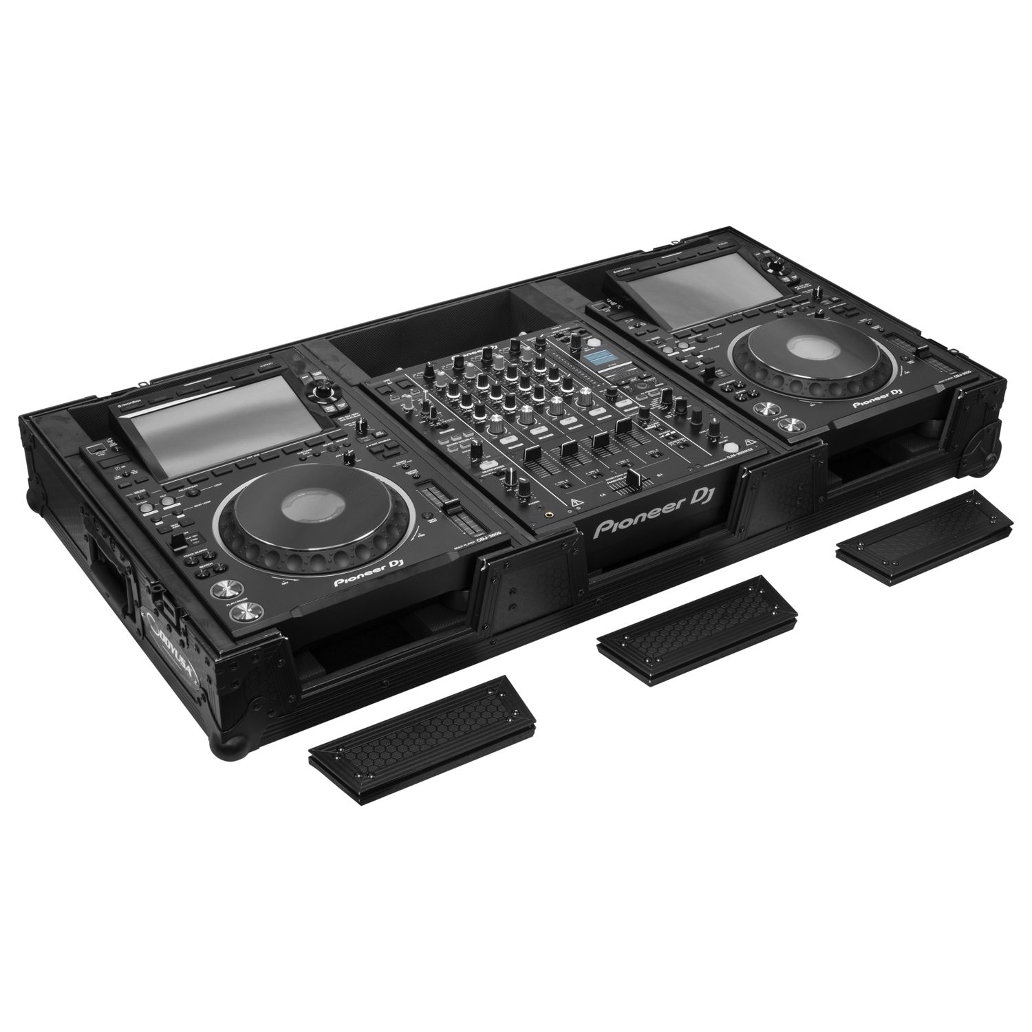INDUSTRIAL BOARD GLIDE STYLE CASE FITTING MOST 12 DJ MIXERS AND TWO PIONEER CDJ-3000 