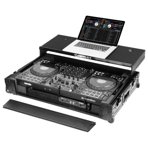 Pioneer DJ DDJ-FLX10 I-Board 1U Flight Case with Glide Style Laptop Platform and Wheels