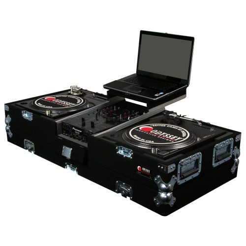 10" Format DJ Mixer and Two Battle Position Turntables Carpet Coffin Case