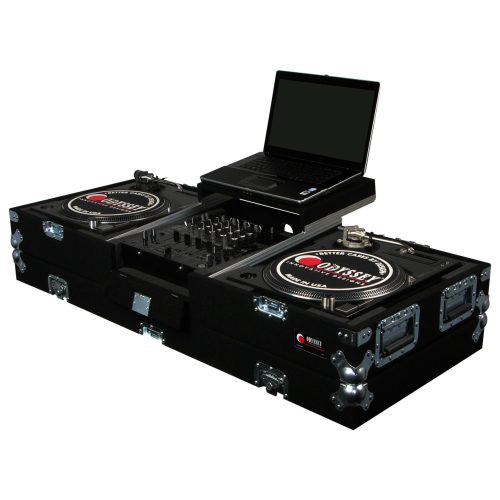 12" Format DJ Mixer and Two Battle Position Turntables Carpet Coffin Case