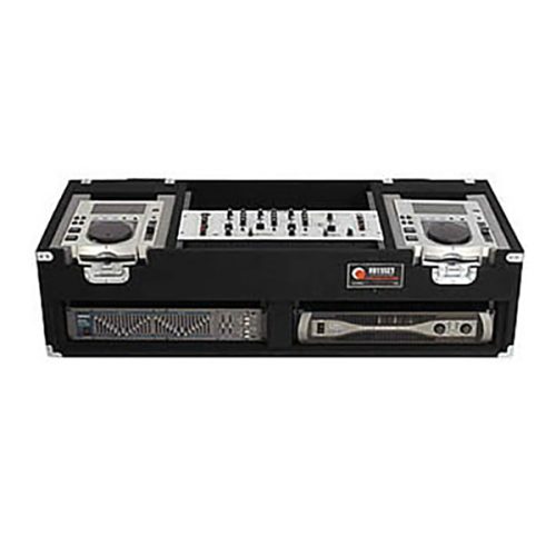 19" Rack Mountable DJ Mixer and Two Pioneer CDJ-100 or Similar Size CD/Media Players Carpet Coffin Case with Two Bottom 3U Rack Spaces