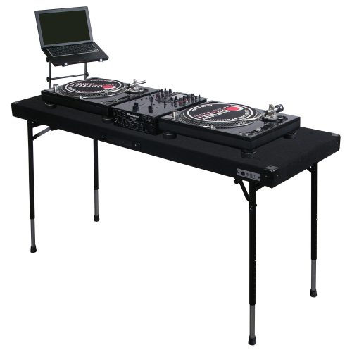 Height Adjustable 60" x 20" Work Surface Carpeted DJ Table - Image 2