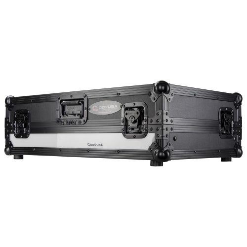 Black Pioneer DDJ-SX / DDJ-SX2 Case with 1U Rack Space LED panel and Glide Platform - Image 13