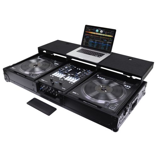 Black Rane 72 Mixer and Two Rane 12 Turntable Controllers Coffin Case with Full Glide Platform Made in USA