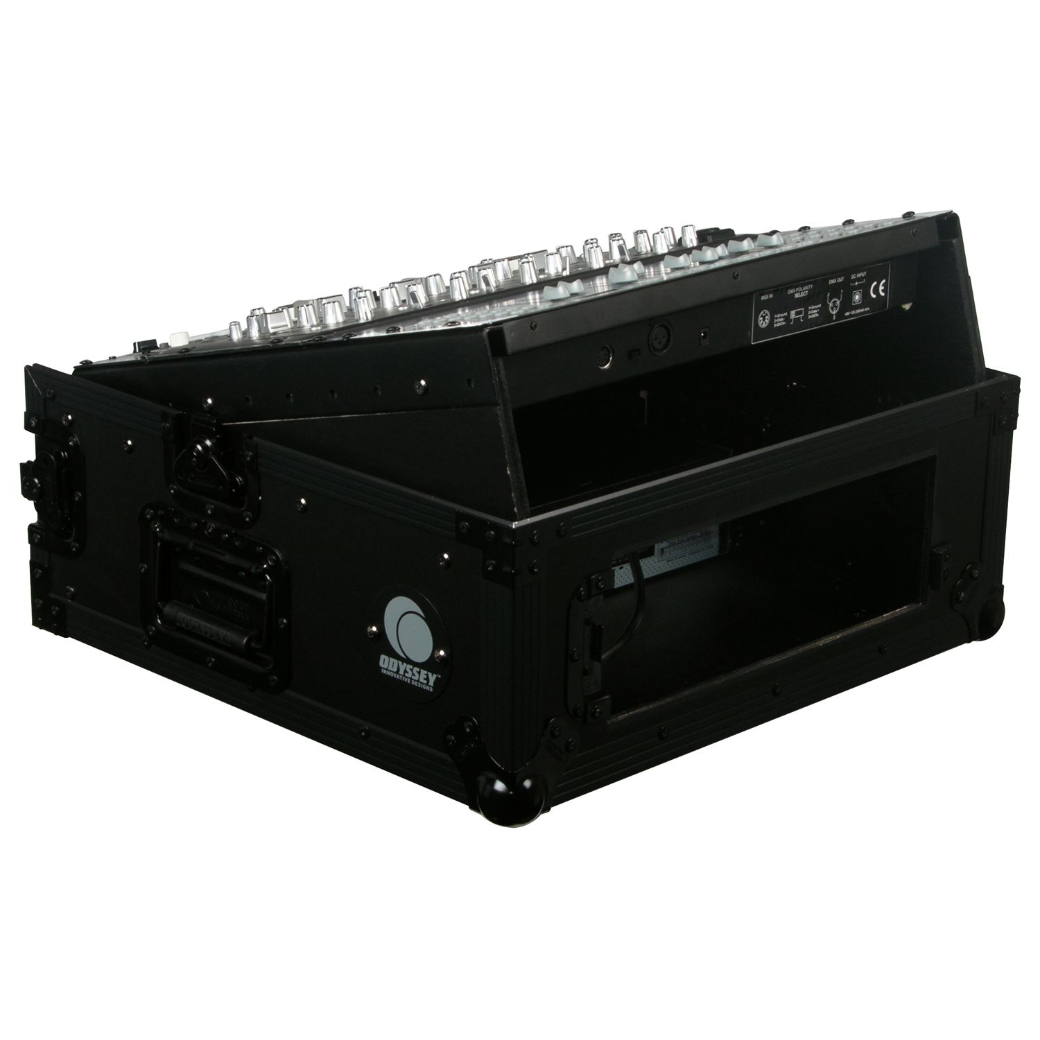 Black 10U Top Slanted 2U Vertical Pro Combo Rack - Odyssey Cases