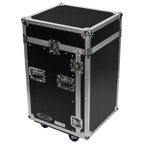 10U Top Slanted 14U Vertical Pro Combo Rack with Wheels - Image 6