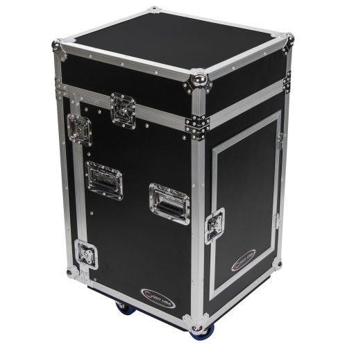 10U Top Slanted 14U Vertical Pro Combo Rack with Wheels - Image 7