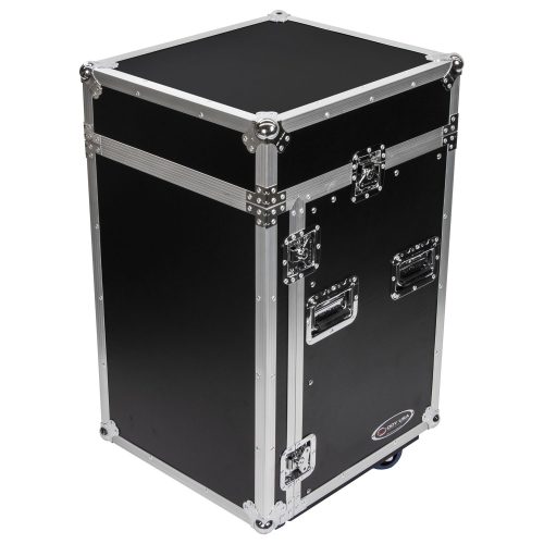 10U Top Slanted 14U Vertical Pro Combo Rack with Wheels - Image 8