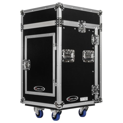 10U Top Slanted 14U Vertical Pro Combo Rack with Wheels - Image 9