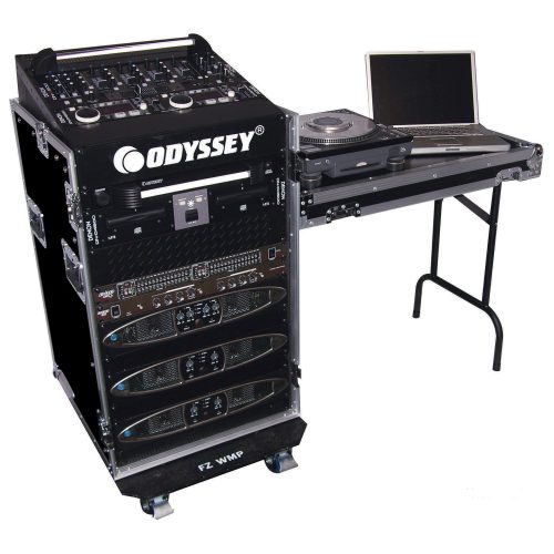 11U Top Slanted 16U Vertical Pro Combo Rack with Side Table and Casters
