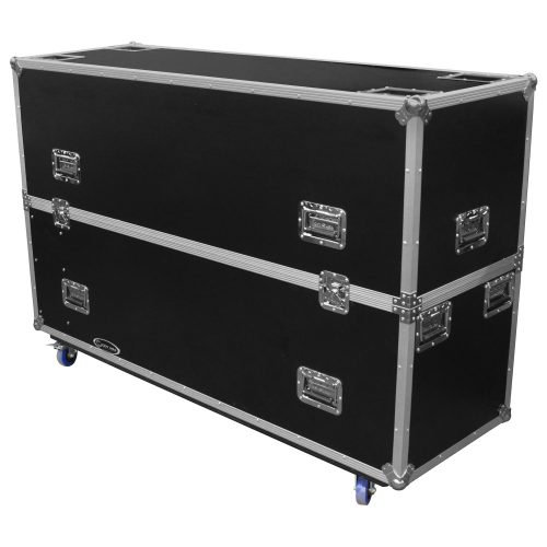 Dual 60-65" Flat Screen Monitor Flight Case with Casters