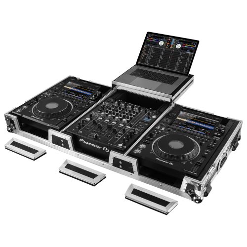 Extra Deep DJ Coffin Case for 12″ Format DJ Mixer and Two Media Players with Glide Platform