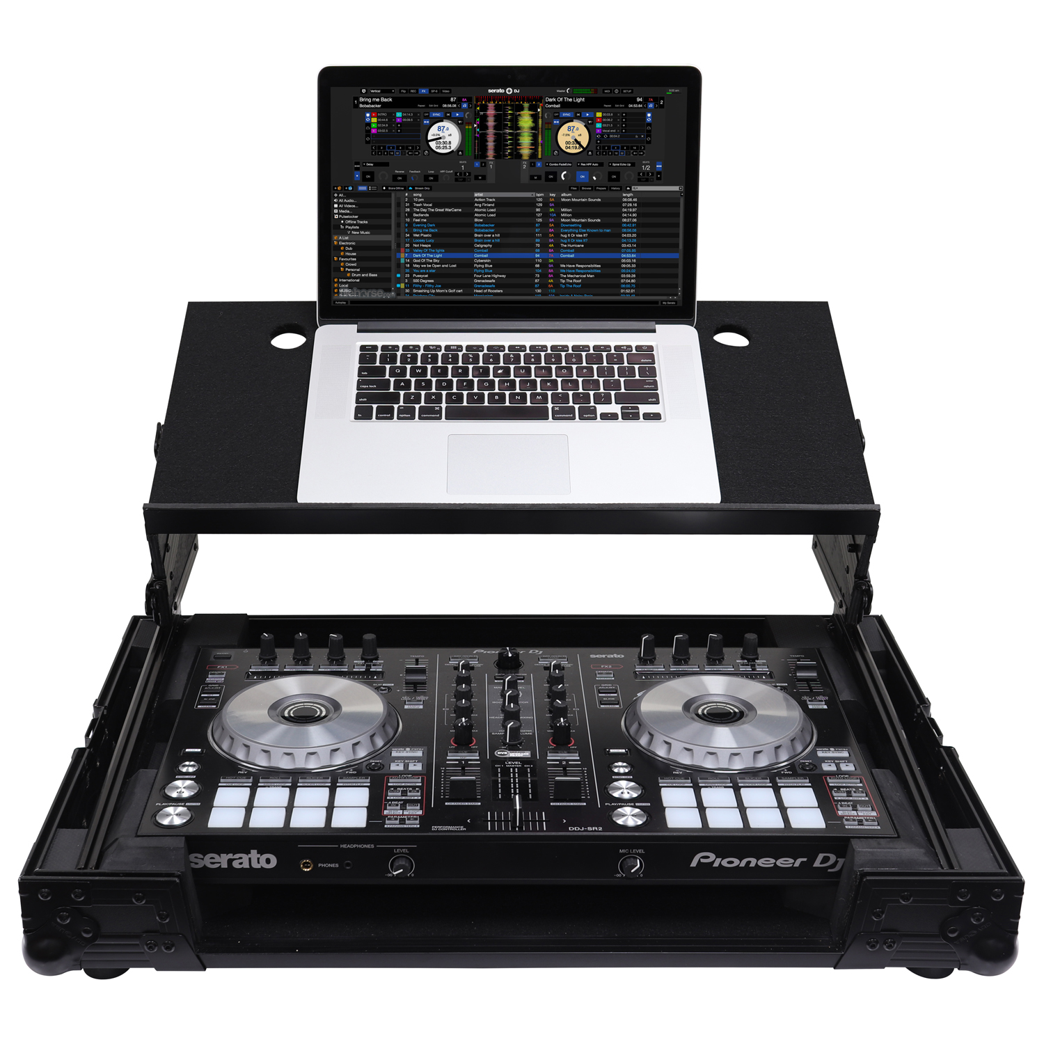 Black Pioneer DDJ-SR / DDJ-SR2 Flight Case with Angle Glide