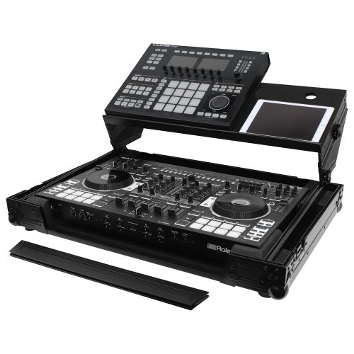 Black Roland DJ-808 Flight Case with Angle Glide Platform