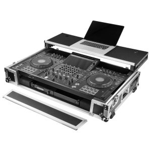 AlphaTheta XDJ-AZ Dual 1U Rack Space Flight Case with Glide Style Laptop Platform and Wheels