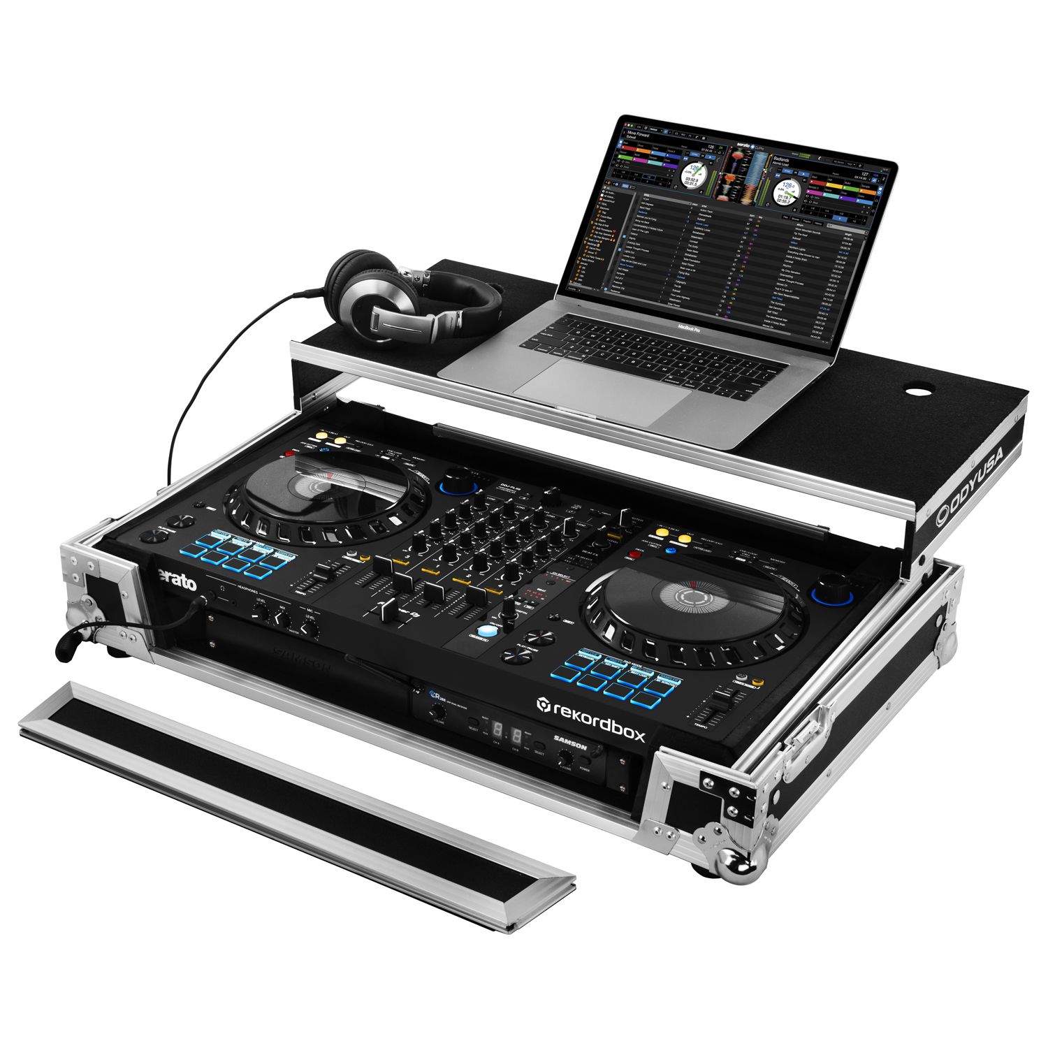 Pioneer DDJ-FLX6 ATA 1U Flight Case in Black with Glide Laptop