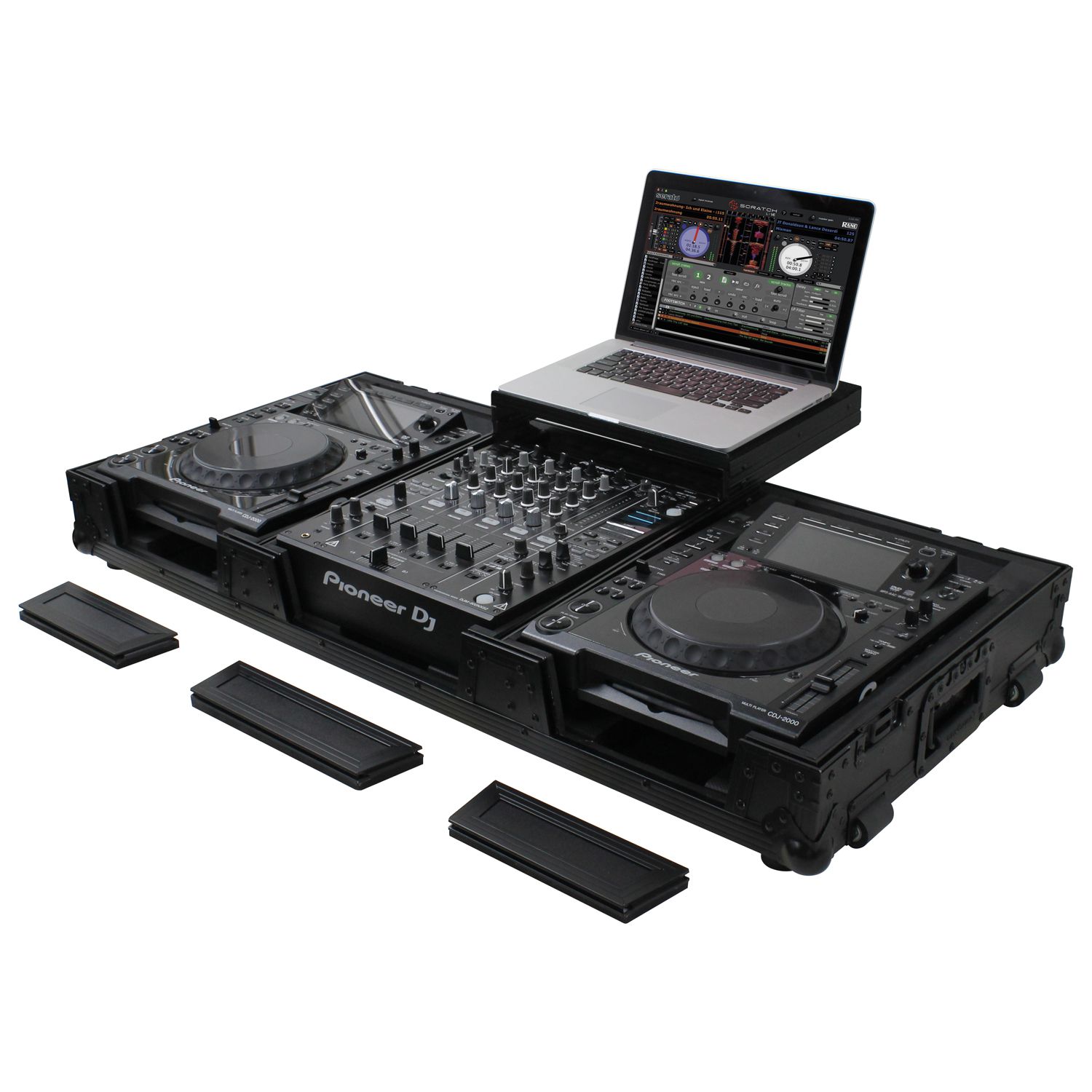 Odyssey FZGSDJ12W Flight Zone Glide Style Ata Dj Coffin With Wheels For A 12 Mixer & Two Turntables In Standard Position 