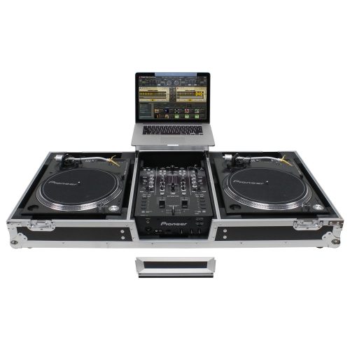 Low Profile 10" Format DJ Mixer and Two Battle Position Turntables Flight Coffin Case with Wheels and Glide Platform - Image 2