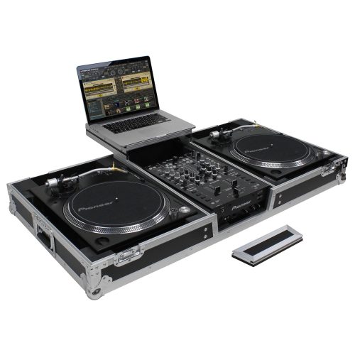 Low Profile 10" Format DJ Mixer and Two Battle Position Turntables Flight Coffin Case with Wheels and Glide Platform - Image 3