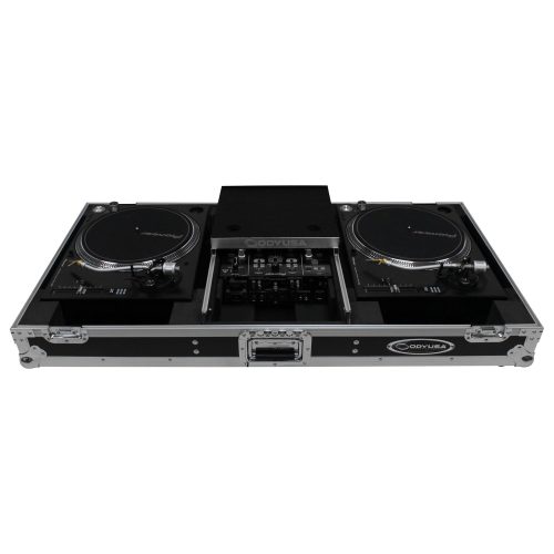 Low Profile 10" Format DJ Mixer and Two Battle Position Turntables Flight Coffin Case with Wheels and Glide Platform - Image 4