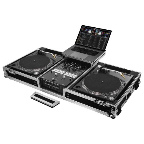 Low Profile 10" Format DJ Mixer and Two Battle Position Turntables Flight Coffin Case with Wheels and Glide Platform - Image 11