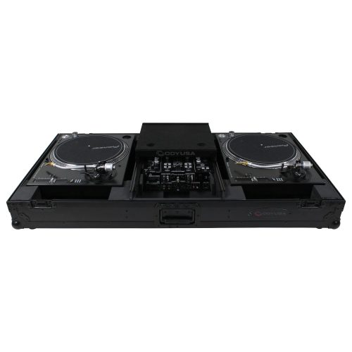Black Low Profile 10" Format DJ Mixer and Two Battle Position Turntables Flight Coffin Case with Wheels and Glide Platform - Image 4