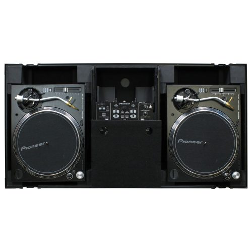 Black Low Profile 10" Format DJ Mixer and Two Battle Position Turntables Flight Coffin Case with Wheels and Glide Platform - Image 5