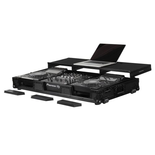 Odyssey Full Glide Platform Black Label DJ Coffin Flight Case for 12" Format DJ Mixer and Two Large Format Media Players