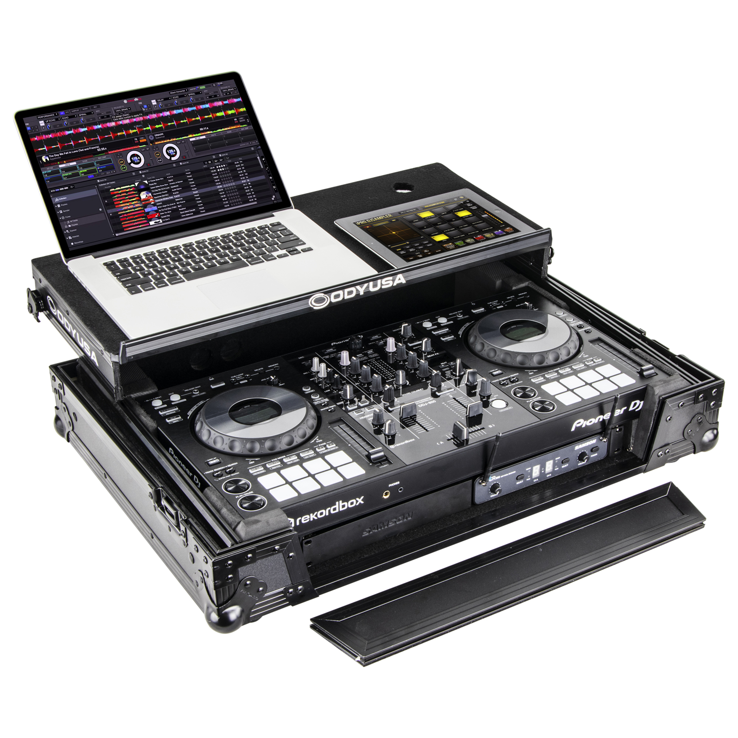 Black Pioneer DDJ-800 Flight Case with Bottom 1U Rack Space and