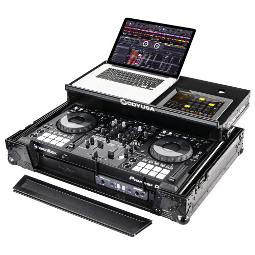 Black Pioneer XDJ-RR Bottom 1U Rack Space Flight Case with Glide Platform