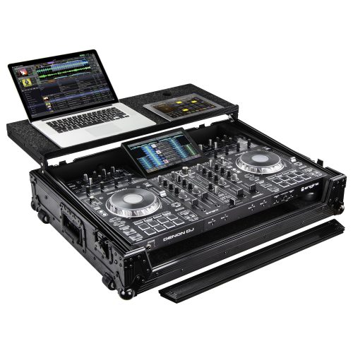 Black Denon Prime 4 / 4+ Flight Case with Glide Platform - Image 3