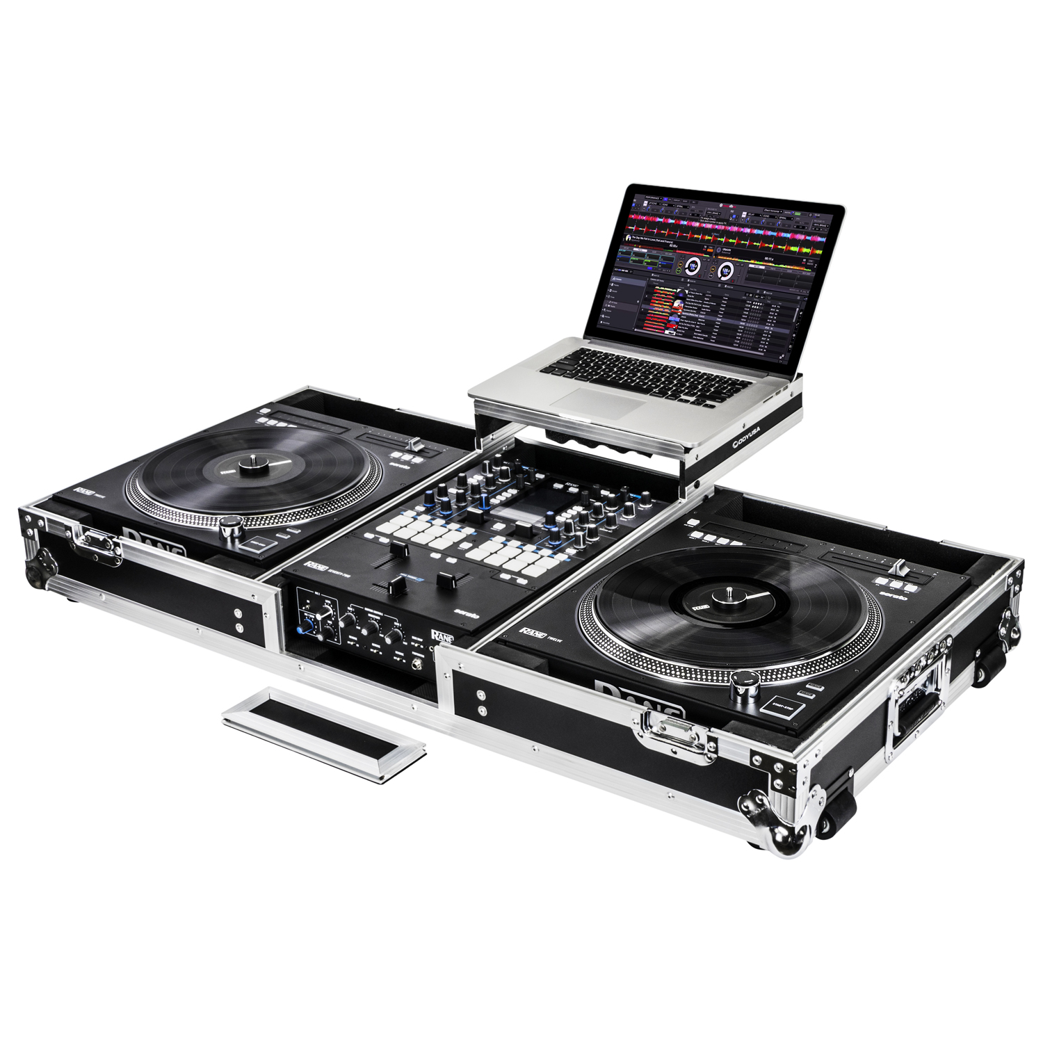 ProX DJ Coffin Flight Case for RANE DJ Seventy-Two Mixer and Two Turntables Black on Black 