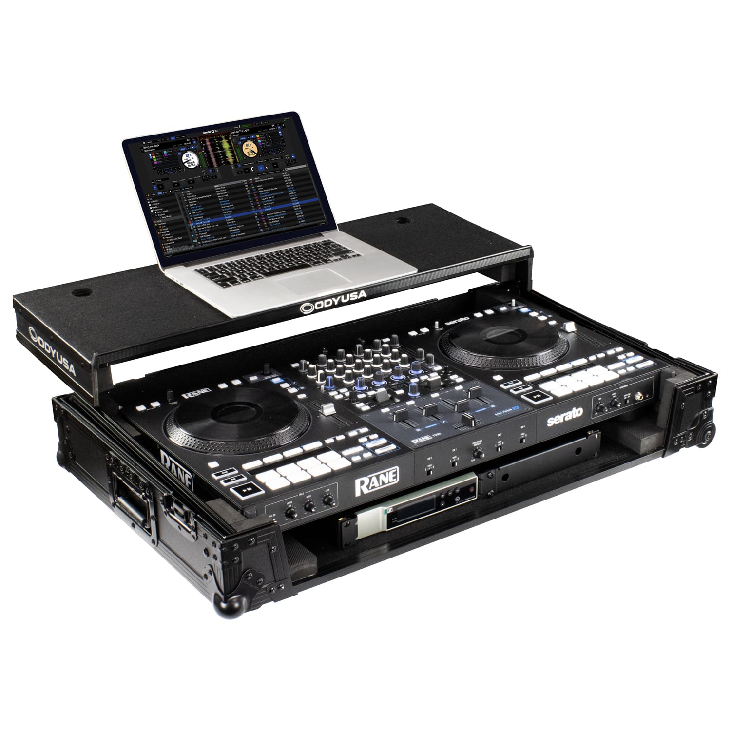 RANE FOUR Black Label 1U Flight Case with Glide Style Laptop