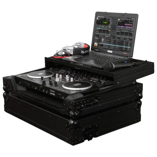 Black Reloop Terminal Mix 4 Flight Case with Glide Platform