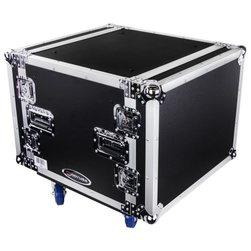 8U Shock Mount Rack Flight Case with Caster Wheels - Image 4