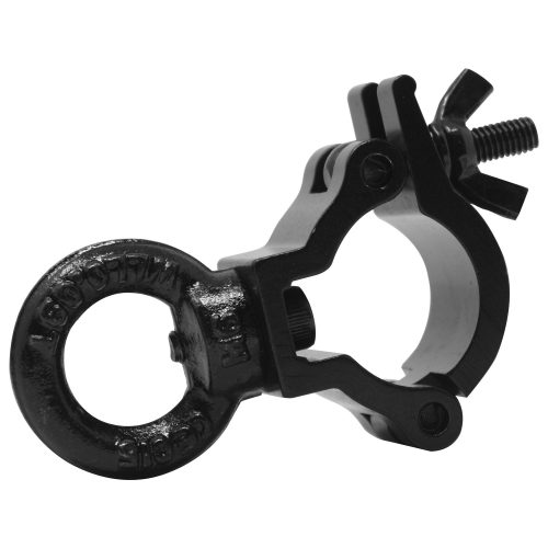 1" Half Coupler with Eye Bolt, Fits 0.75-1" OD Tube, 132 lb Load, Black