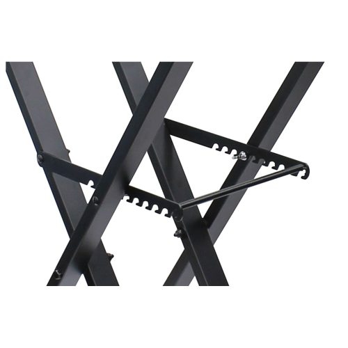 Black Two Tier X-Stand with Mic Boom and Top Shelf - Image 4