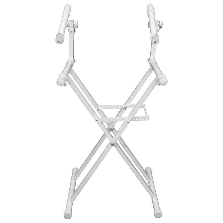 White HeavyDuty Two Tier XStand for DJ Coffins and Controller Cases