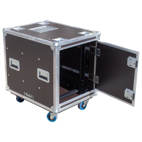 Odyssey Professional 24" x 30" x 32" 12U Brown Hex Board Slam Rack with Caster Wheels - Image 2