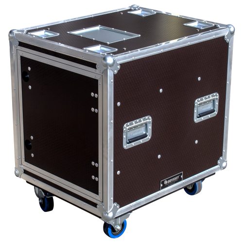 Odyssey Professional 24" x 30" x 32" 12U Brown Hex Board Slam Rack with Caster Wheels - Image 4