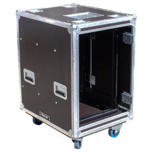 Odyssey Professional 24" x 30" x 39" 16U Brown Hex Board Slam Rack with Caster Wheels