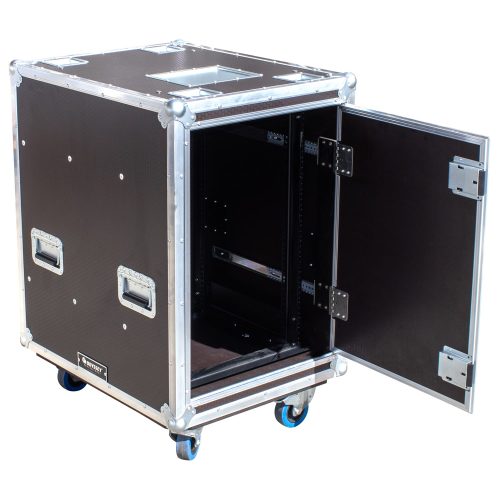 Odyssey Professional 24" x 30" x 39" 16U Brown Hex Board Slam Rack with Caster Wheels - Image 2