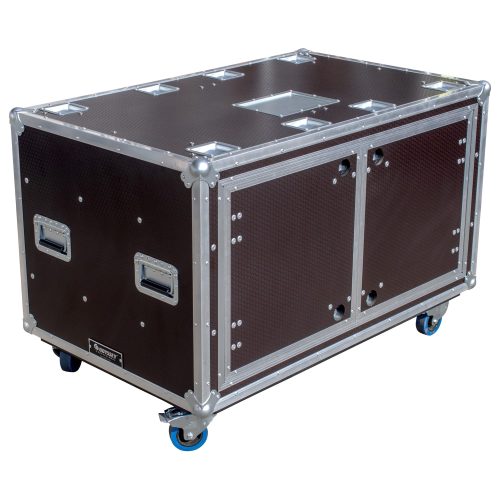 Odyssey Professional 48" x 30" x 32" Dual 12U Brown Hex Board Slam Rack with Caster Wheels - Image 4