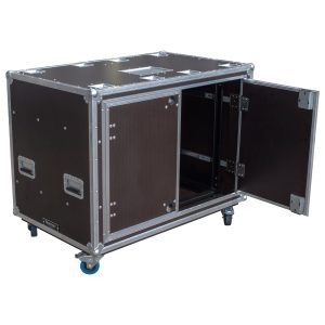 Odyssey Professional 24" x 30" x 39" Dual 16U Brown Hex Board Slam Rack with Caster Wheels