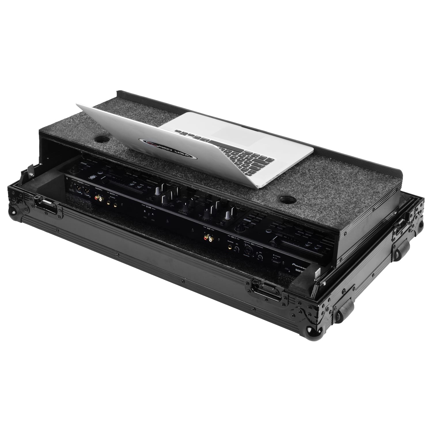 Road Case Series DDJ-REV5 Case in Black with Wheels and Glide Style Laptop Platform - Image 3