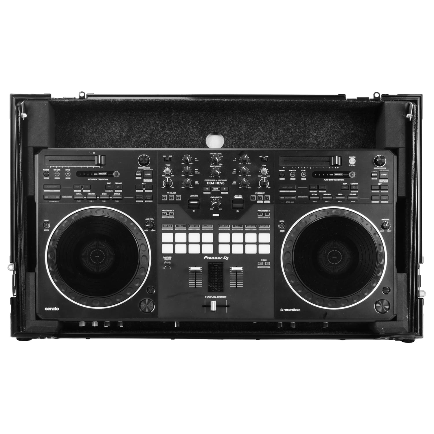 Road Case Series DDJ-REV5 Case in Black with Wheels and Glide Style Laptop Platform - Image 4