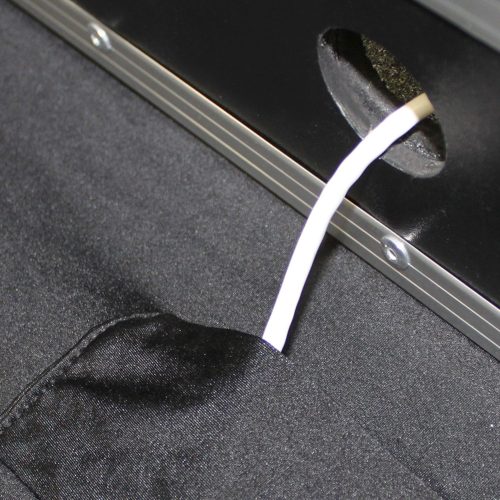 Black 4' Banquet Table Scrim Cover - Image 5