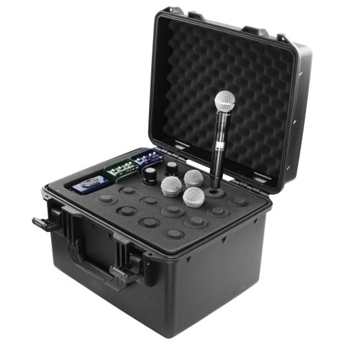 Handheld Microphone Case (Holds 16) With Storage Compartment